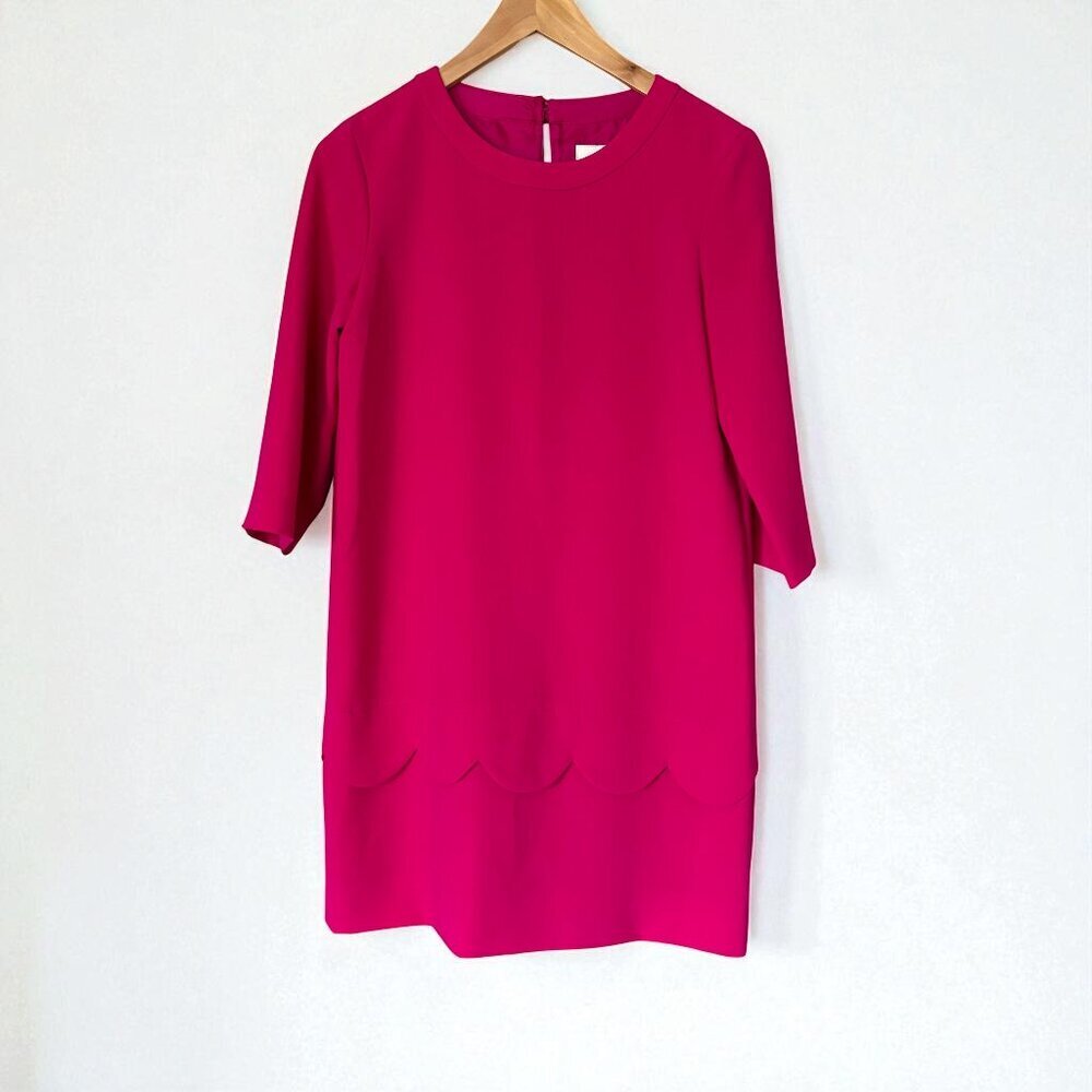 Kate Spade Magenta Pink Scallop Shift Dress Womens Size 0 Dopamine Dressing